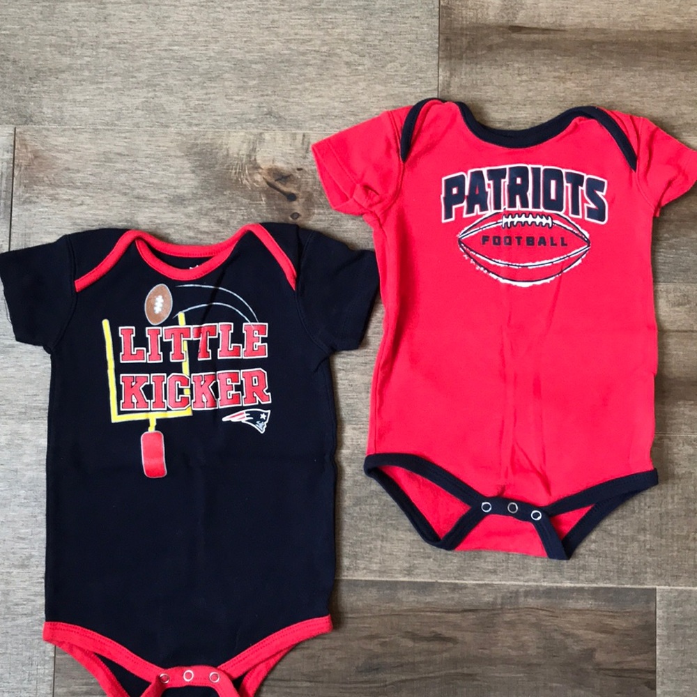 2 Patriots bodysuits, 24 months